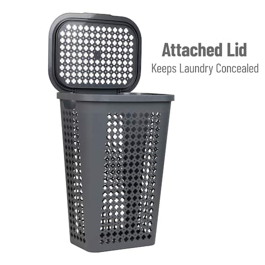 Mind Reader 50L Tapered Laundry Hamper with Swiss Cross Cut-Outs